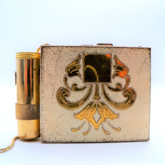 unknown Handbags - Vintage 50's Double Compact w/ Mirror, Lipstick, Coin Holder